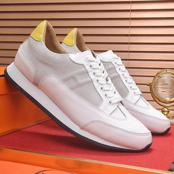 

2020 mens shoes leather fashion trail sneaker in calfskin footwears men shoes casual chaussures pour hommes with original box