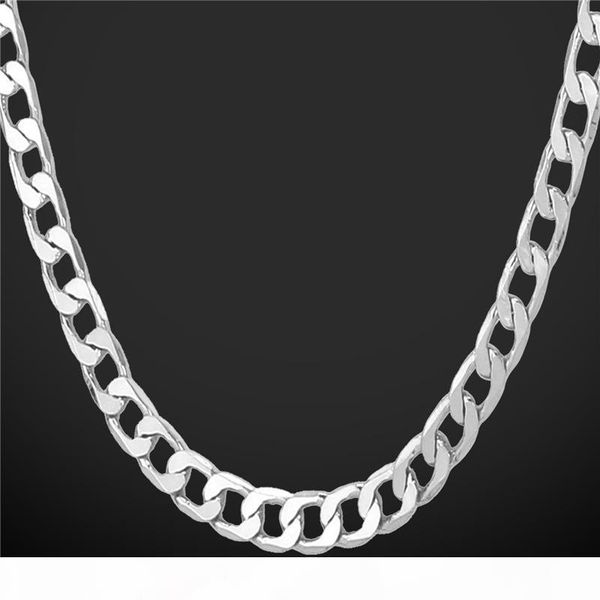 

18k' stamp men's gold plated chunky necklaces chains 18k real gold plated figaro necklace 5mm 55cm 22'&#03, Silver
