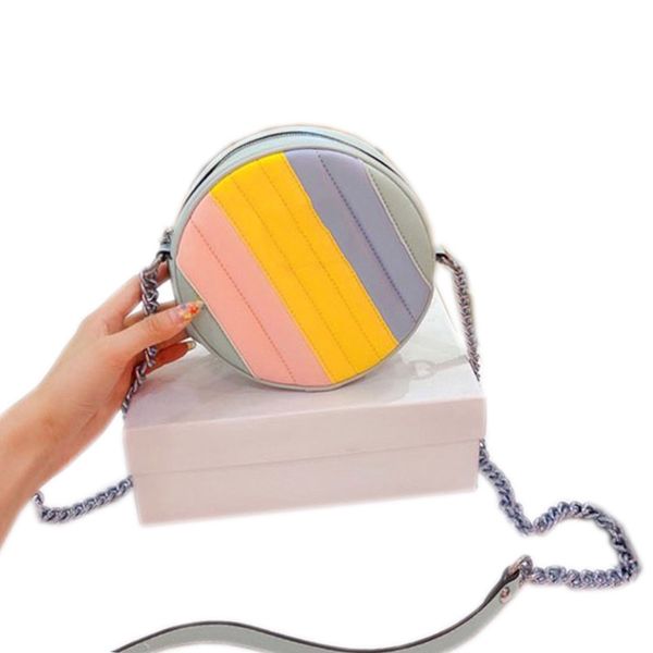 

2020 autumn and winter new women shoulder bags handbag refreshing fantasy colorful messenger bag purse round cake style with box 18cm