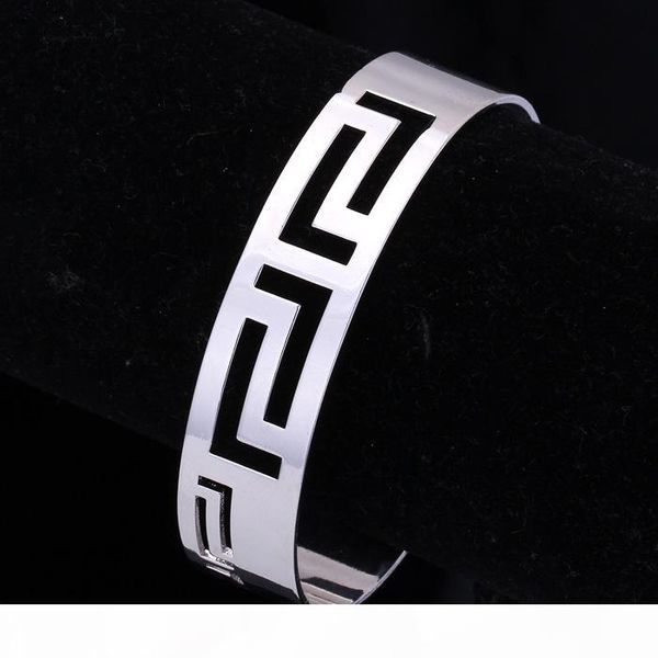 

vintage hollow scroll 18k real yellow gold plated cuff bracelets bangles for men women wholesale yh5155, Black