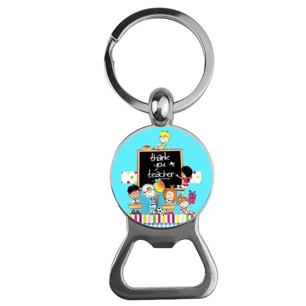 

merci maitresse keychain holder thank you teacher silver color glass bottle opener keychain for men women jewelry teachers gift