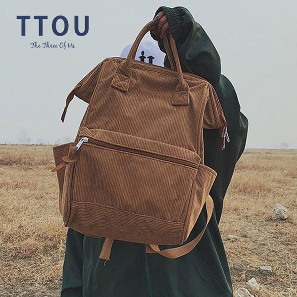 

вельвет рюкзаки для женщин vintage winter casual solid color back pack женский teens girls school bagpack mochila feminina