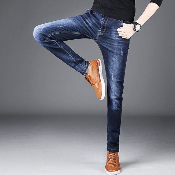 

весной и летом тонкие лодыжки для мужчин 2020 и джинсы рваные растянуть гетеросексуальных мужчин джинсы, Blue