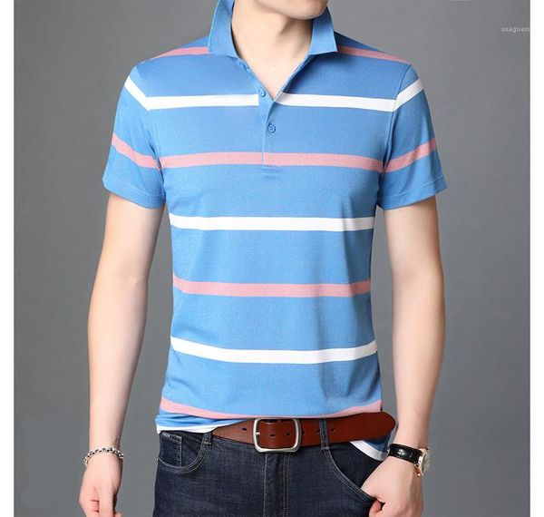 

summer breathable lapel neck man casual loose fashion mens tees mens striped classic designer polos, White;black