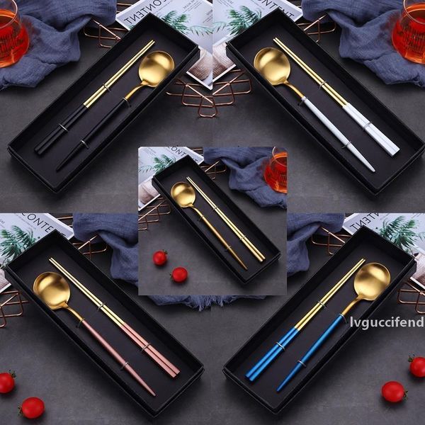 

304 spoon chopsticks set stainless steel portuguese spanish tableware nordic chopsticks spoon two-piece gift set customized gift box 57