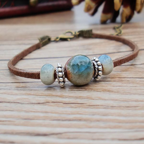 

simple creative ceramic beaded bracelet fashion girl women's personality vintage ethnic style handmade jewelry accessories, Golden;silver