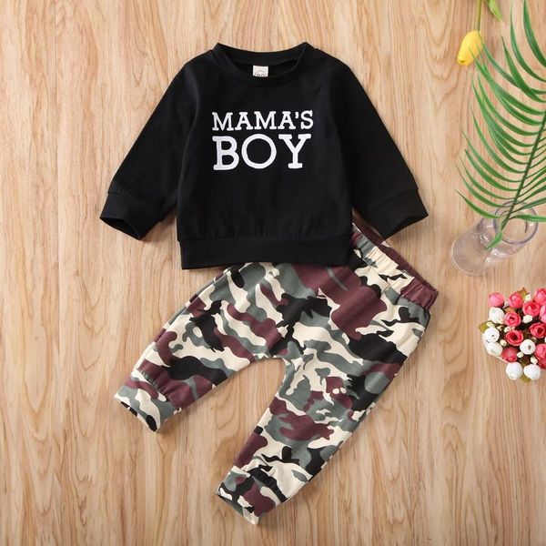 

clothing sets 2021 2pcs/set toddler kid baby boys cloth cool outfits letter t-shirt +long pants camouflage tracksuit suit outfit, White