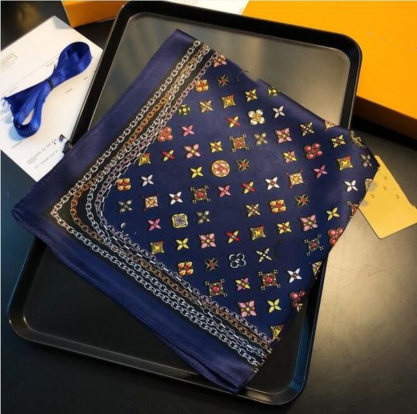 

summer new designer scarf fashion wild head scarf women scarf printed square scarves head wrap silk scarves, Blue;gray
