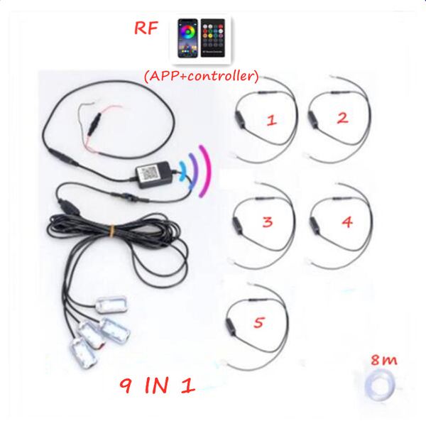 

led car interior ambient atmosphere mood light rgb app remote control backlight auto foot center console door decorative lights