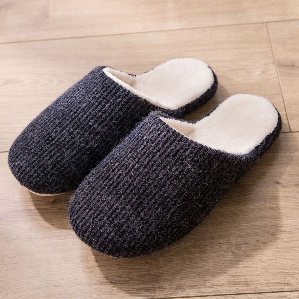 

2020 tzldn men's winter home cotton shoes bedroom warm plush slippers living room soft wearing cotton slippers pattern, Black