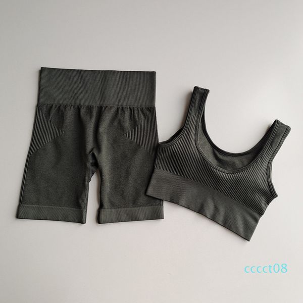 

women seamless yoga sports suits sport bra high waist fitness shorts 2 piece gym set running sportswear ct08, White;red