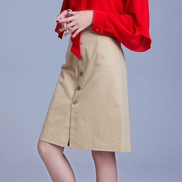 

70% скидка без возврата нет кнопки изменения a- линии юбки новой женской кнопки хлопка a- линия платья baita сплошного цвета юбки для женщин, Black