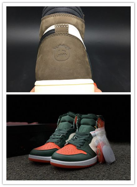 

wholesale new 1 high og green brown low men basketball shoes sports sneakers trainers qaulitys size 7-13, Black