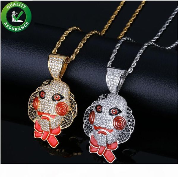 

hip hop jewelry iced out pendant luxury designer necklace mens gold chain pendants bling diamond clown tekashi69 saw billy cosplay 6ix9ine, Silver