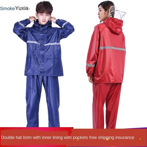 

men's electric raincoat suit split riding women's hiking raincoat for motorcycle motorcycle driving, Red;brown
