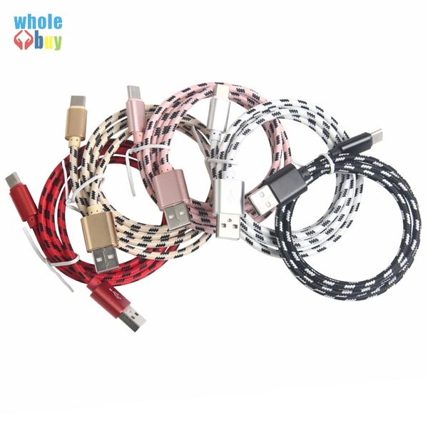 

2m nylon lattice braided charging data cable type-c/micro fast chargering for samsung