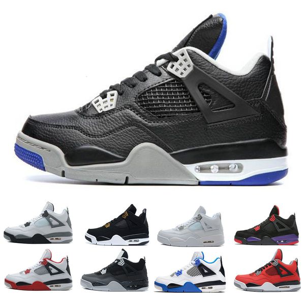 

with box 4 4s basketball shoes men pure money black cat white cement bred royalty raptors fire red 4s mens sports trainers sneakers