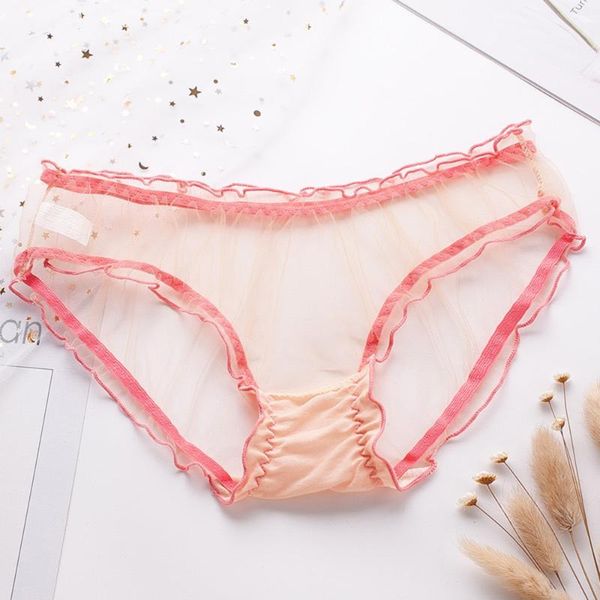 

summer new low waist briefs transparent mesh yarn ladies underwear elastic comfortable underwear, Black;pink