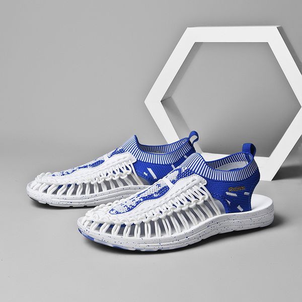 

летний дизайнер ручной сандалии мужские дышащий loafer скольжения тапочки обувь man casual слайд сандалии белый zapatos hombre, Black