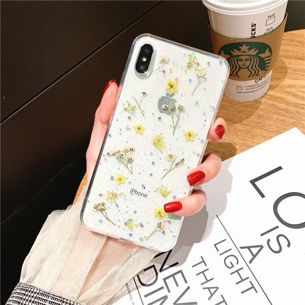 

дизайнер real dry flower glitter clear case для iphone 8 7 plus 6 6s эпоксидный star прозрачный чехол для iphone x xr 11 pro xs max мягкая о