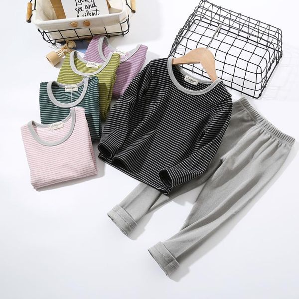 

baby sets autumn and winter children's striped underwear, White