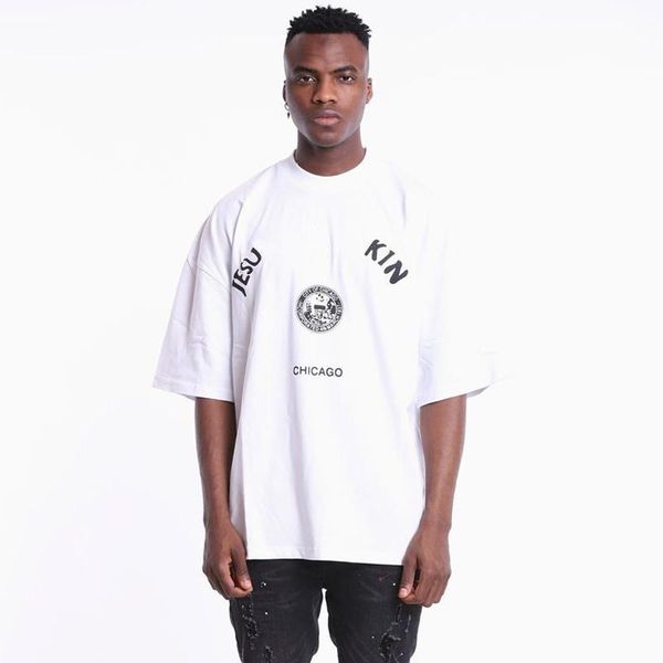 

20ss chicago letter printed tee solid color повседневный t-shirt high street скейтборд короткие рукава мода мужчины женщины лето tee hfymtx7, White;black