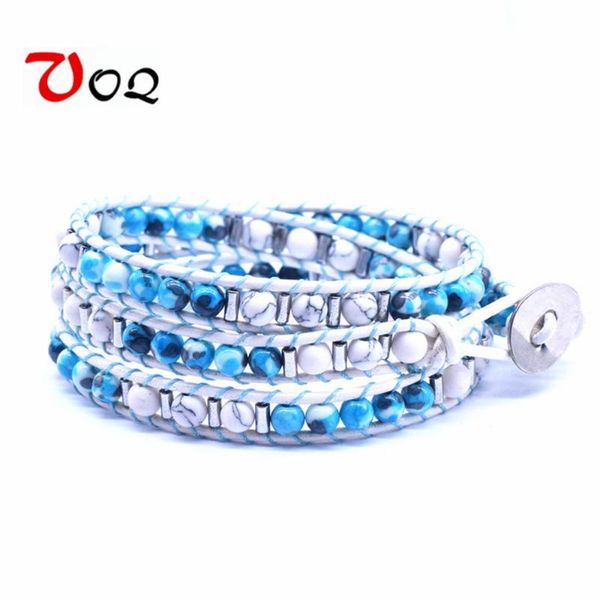 

новое поступление ручной работы кожа wrap браслет многоцветный бисер природный камень браслет мужчины женщины chakra богемия ювелирные издел, Red;blue