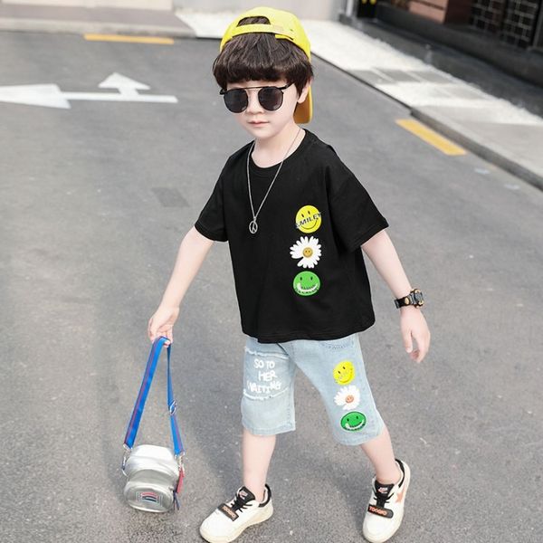 

boy's coat 2020 summer new cute smiley pattern pants suit baby two-piece suit