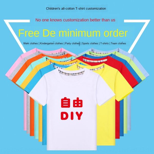

hand-painted solid color blank children's cultural kindergarten t- class clothes diy t- shirt diy advertising shirt, Blue