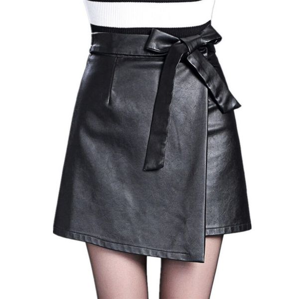 

new brand autumn pu skirt women mini skirt silm elegent pu leather short skirts women s496, Black