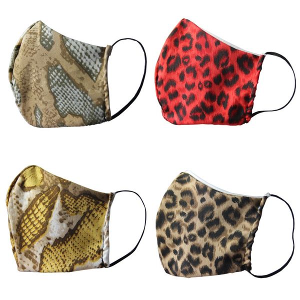 

leopard printed reusable face masks serpentine respirator cotton spots snake skin smog proof mascarilla washable fashion outdoors 4dj c2