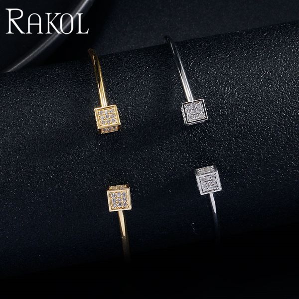 

rakol shiny high-quality crystal cubic zirconia square adjustable bracelet for women wedding gifts birthday gifts jewelry rk188b, Black