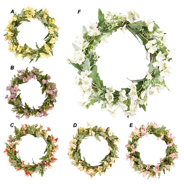 

simulation plant fishtail chrysanthemum wreath handmade rattan wreath halloween decoration wreaths b