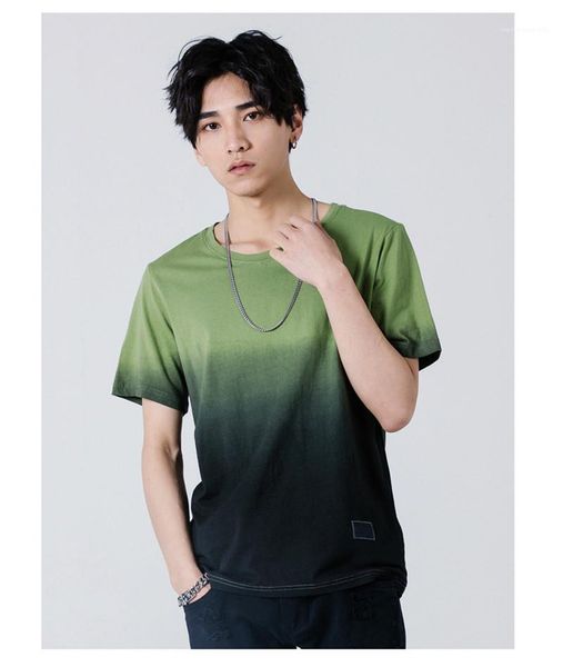 

tshirts short sleeve o neck casual teenagers streetwear loose couple summer tees 6colors gradient summer mens designer, White;black