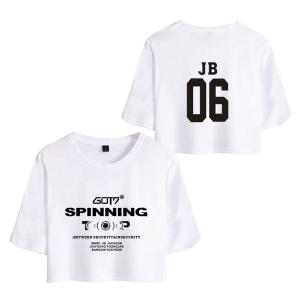 

got7 fans exposed women navel concert cotton t shirt got7 2d print tee, White