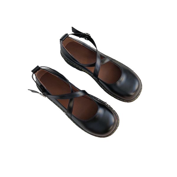 

2020 british small leather shoes female japanese soft girl students korean version of all-match retro thick-soled shoes flat sho, Black