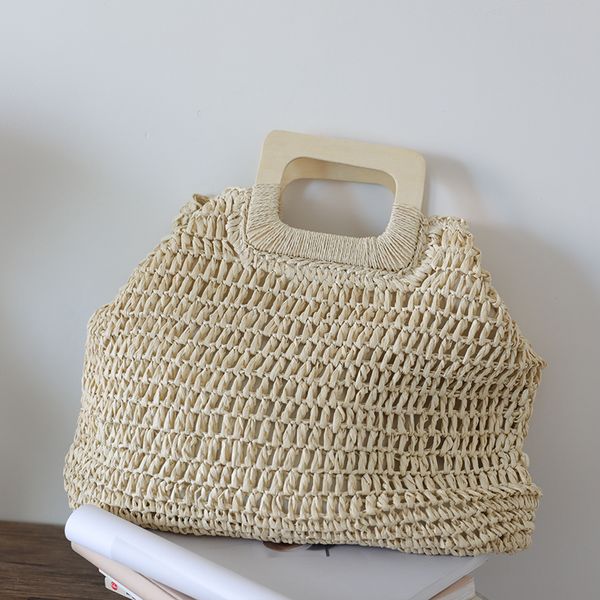 

korean caramel color ins wind handmade straw bag handbag lady summer large capacity french retro beach bag