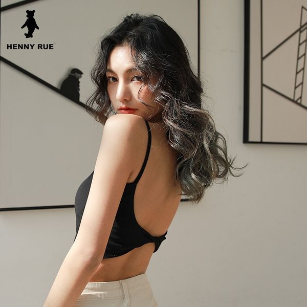 

henny rue back 2020 new short navel-open bra sling ing twisted belt large open vest women's bra sling, White