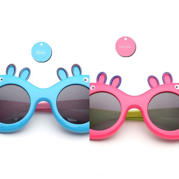 

2020 new children's sun cartoon glasses social baby sun glasses pig plastic children's sunglasses, Blue