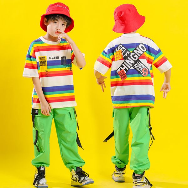 

дети carnival hip hop одежда крупногабаритного t shirt top tactical штаны мальчик девушка джаз танец костюм одежда street wear, Black;red