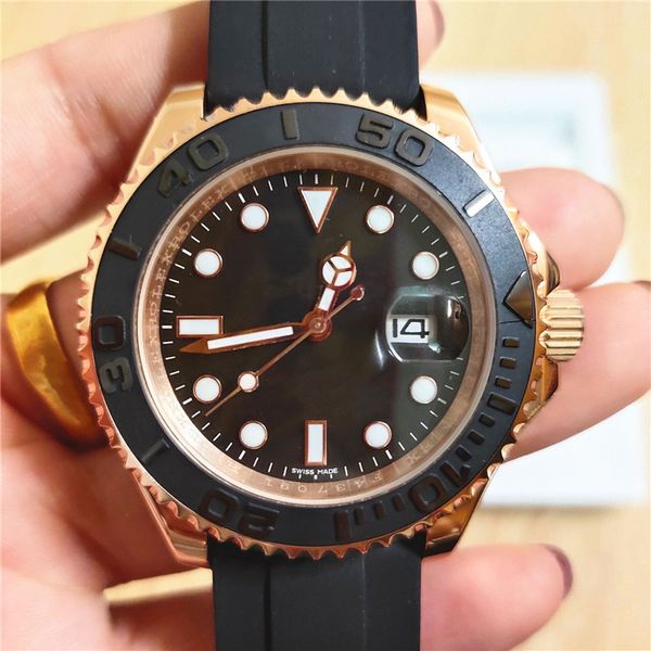 

2020 new mens watch 2813 automatic movement stainless steel fashion mechanical watches men rubber strap wristwatches designer brand watch, Slivery;brown