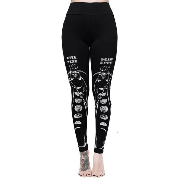 

38 striped women gothic style stretch skinny leggings sport women fitness workout goth sneaker print high waist push up trousers, Black