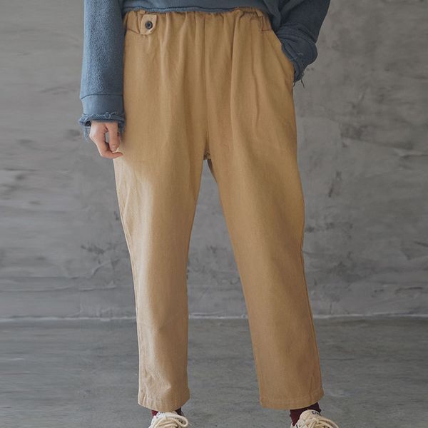 

johnature spring loose casual all-match ankle-length pants 2020 new comfortable elastic mid waist 4 color women straight pants, Black;white