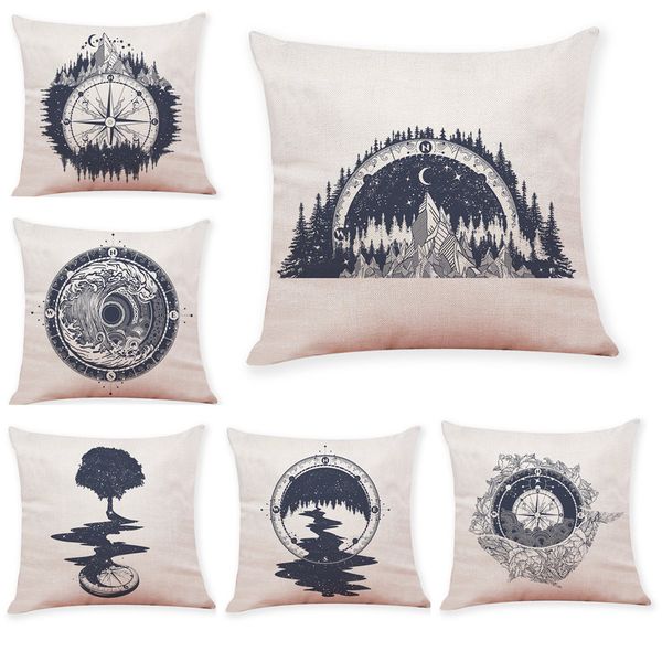 

Home Bedroom Cushion Creative Compass Throw Pillowcase Pillow Covers High Quality Linen Blend 45 * 45cm Fashion 1OJUL 16 Pillow Case