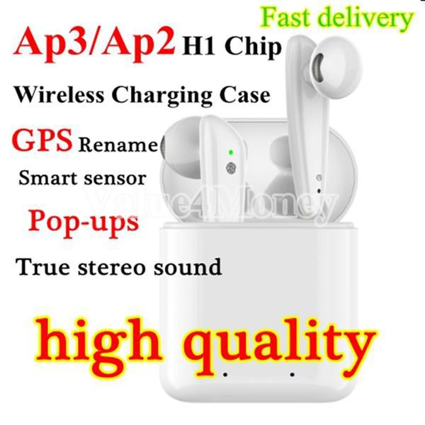 

h1 chip earphones gps rename air ap3 pro ap2 f9 tws gen 2 3 pods pop up window bluetooth headphones auto paring wireles charge case earbuds