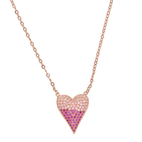 

2020 valentine's day gift new arrival pink heart peadant rose gold color women heart necklace, Silver