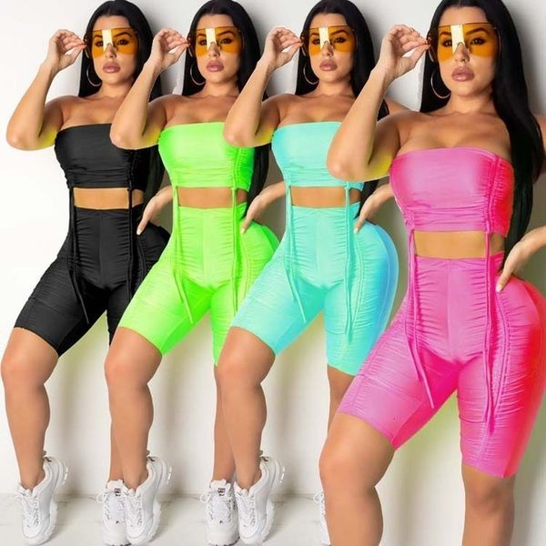 

bandage two piece set women crop + shorts tracksuit outfits casual sportswear fitness set 2020 summer clothes plus size, Gray