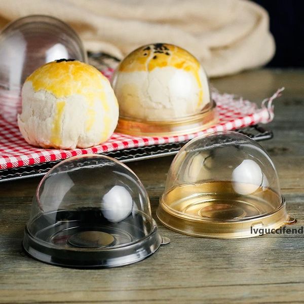 

2pcs=1set round plastic cake box single individual moon cake tray boxes plastic mooncake pvc boxes food gift packaging boxes