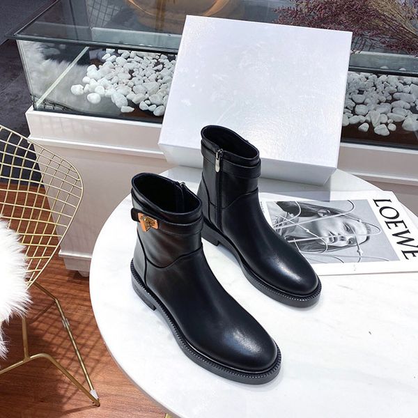 

r women genuine leather martin boots genuine leather platform short boots motorcycle boots size 35-41 with box, Black