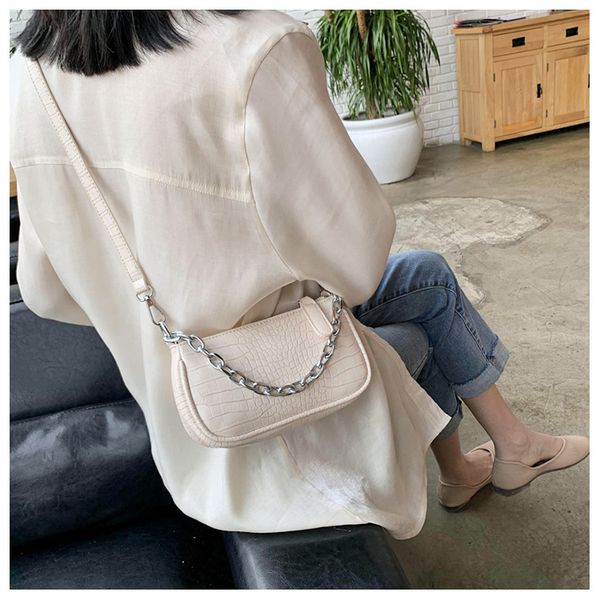 

stone pu leather shoulder bags for women 2020 chain design luxury mini hand bag female travel solid color simple clutch purse